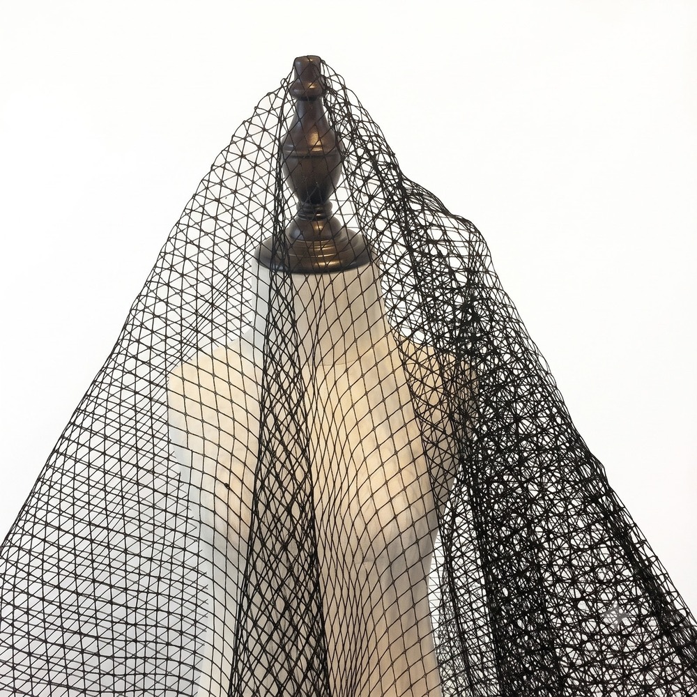 Black bird cage hat veil netting french birdcage net 1+ blusher length bird cage